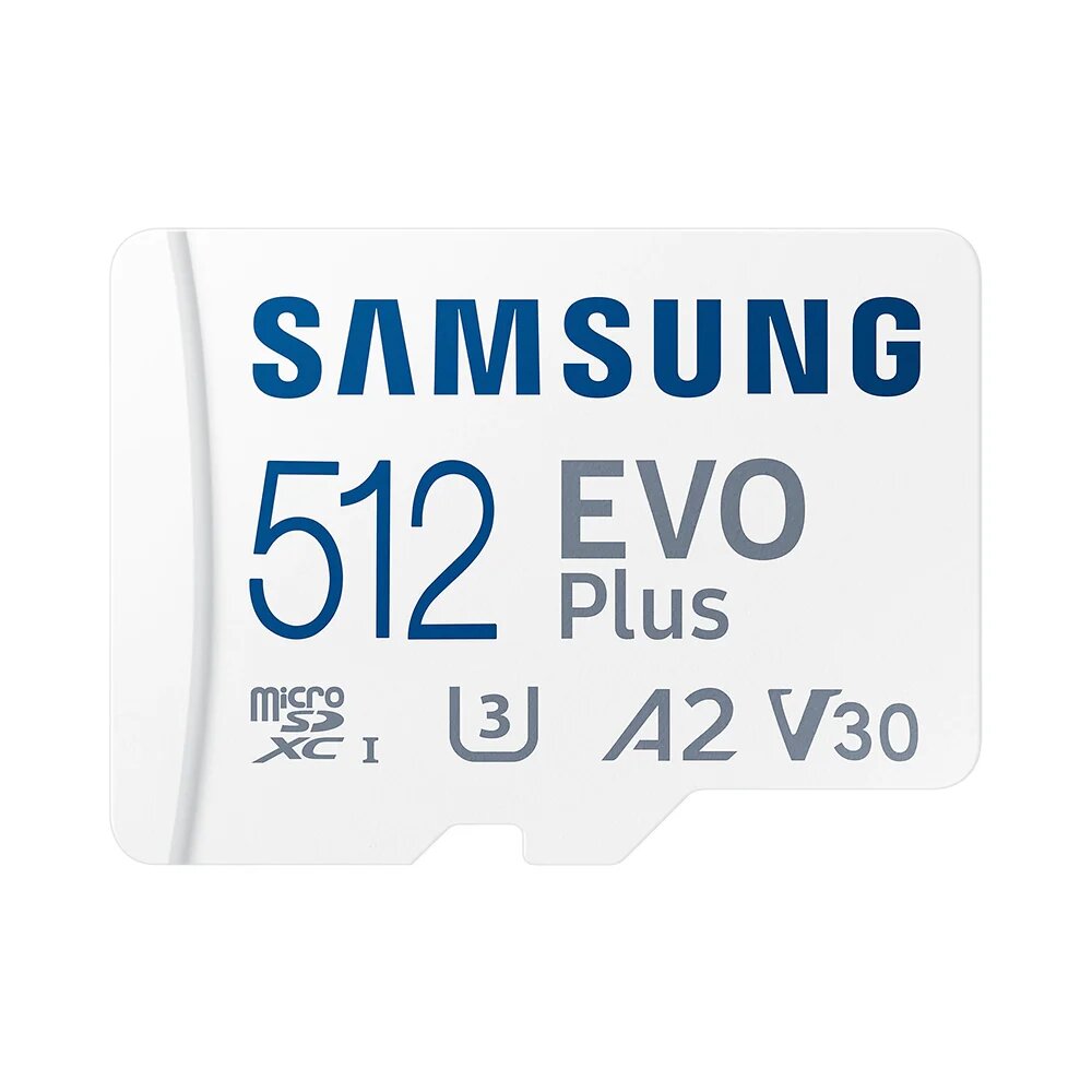 Карта памяти Samsung microSDXC 512 ГБ Class 10, V30, A2, UHS-I U3, R 130 МБ/с, адаптер на SD, 1 шт, белый