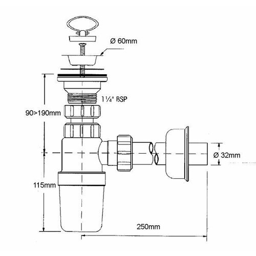 Сифон 1 1/4 MRW1 нижняя часть сифона 1 1 4 mrw1 nw на 32 мм