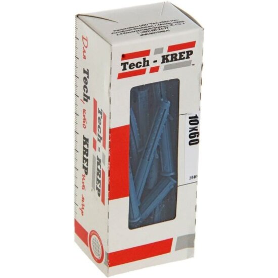 фото Дюбель распорный TECH-KREP Чапай 10х60 шипы+усы (полипропилен) 50 шт - коробка с ок