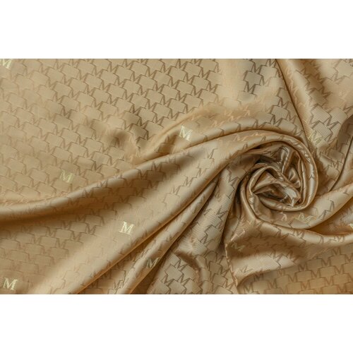 Ткань подклад золотистого цвета с логотипами