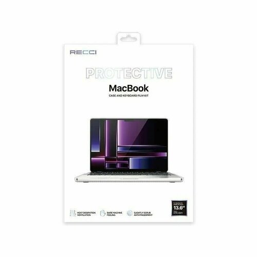 Пластиковый чехол-накладка для MacBook Air 13.6" Recci RPC-C09 карбон прозрачный