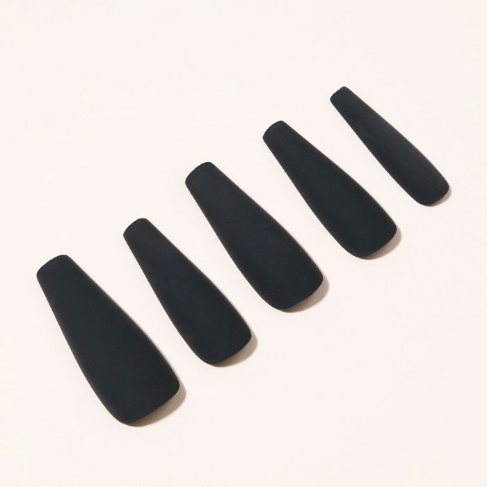 Queen fair Накладные ногти, 24 шт, форма балерина, цвет матовый чёрный