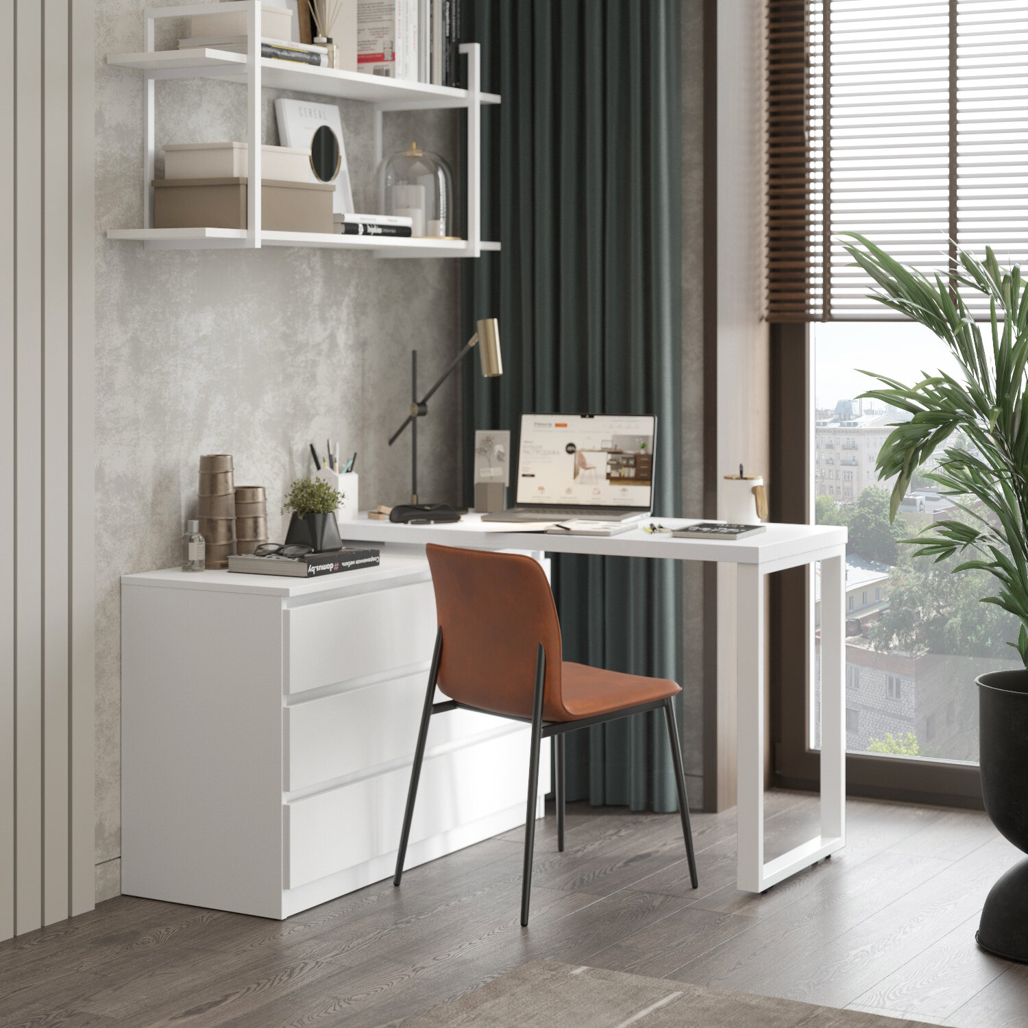 фото Поворотный стол-комод домус СТР07-Лофт (белый/металл белый / 120х50)