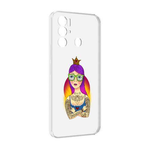 Чехол MyPads девушка в татуировках с короной для Tecno Pova Neo 4G задняя-панель-накладка-бампер