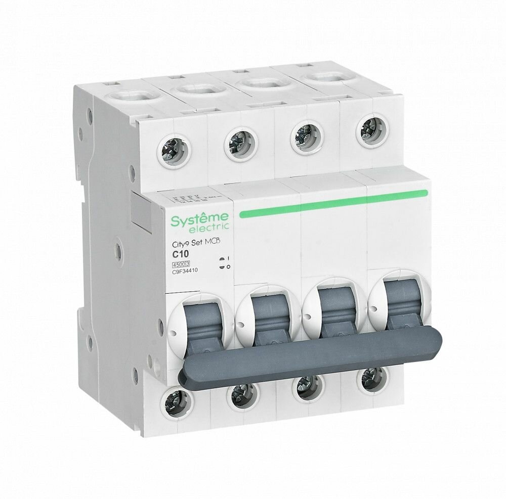 Автоматический выключатель 10А 4,5кА типа С четырехполюсный City9 Systeme Electric / Schneider Electric 4P (4п) C9F34410 шнайдер