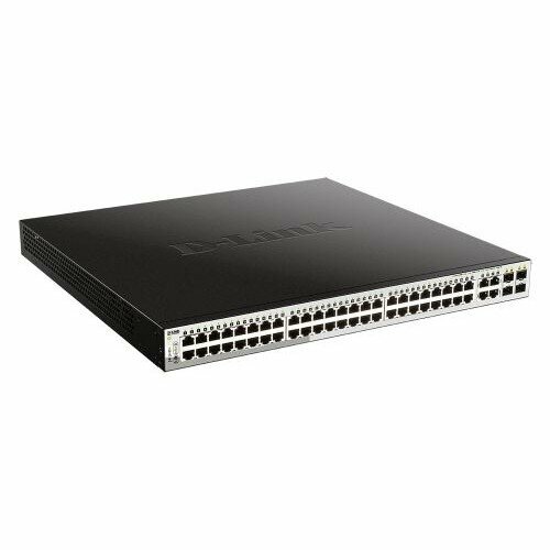Коммутатор D-Link DGS-1210-52MPF3A с поддержкой PoE и 48 портами 101001000 Base 4 портами SFP и возможностью монтажа в шкаф 19 8318100₽