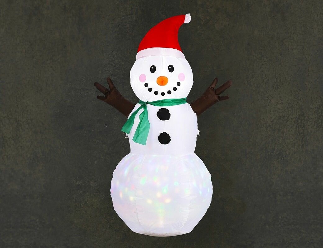 Надувная фигура новогодний снеговик, с разноцветной подсветкой, 1.2 м, Edelman, Luca