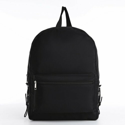 Рюкзак текстильный с боковыми лентами, 38х29х11см, цвет черный