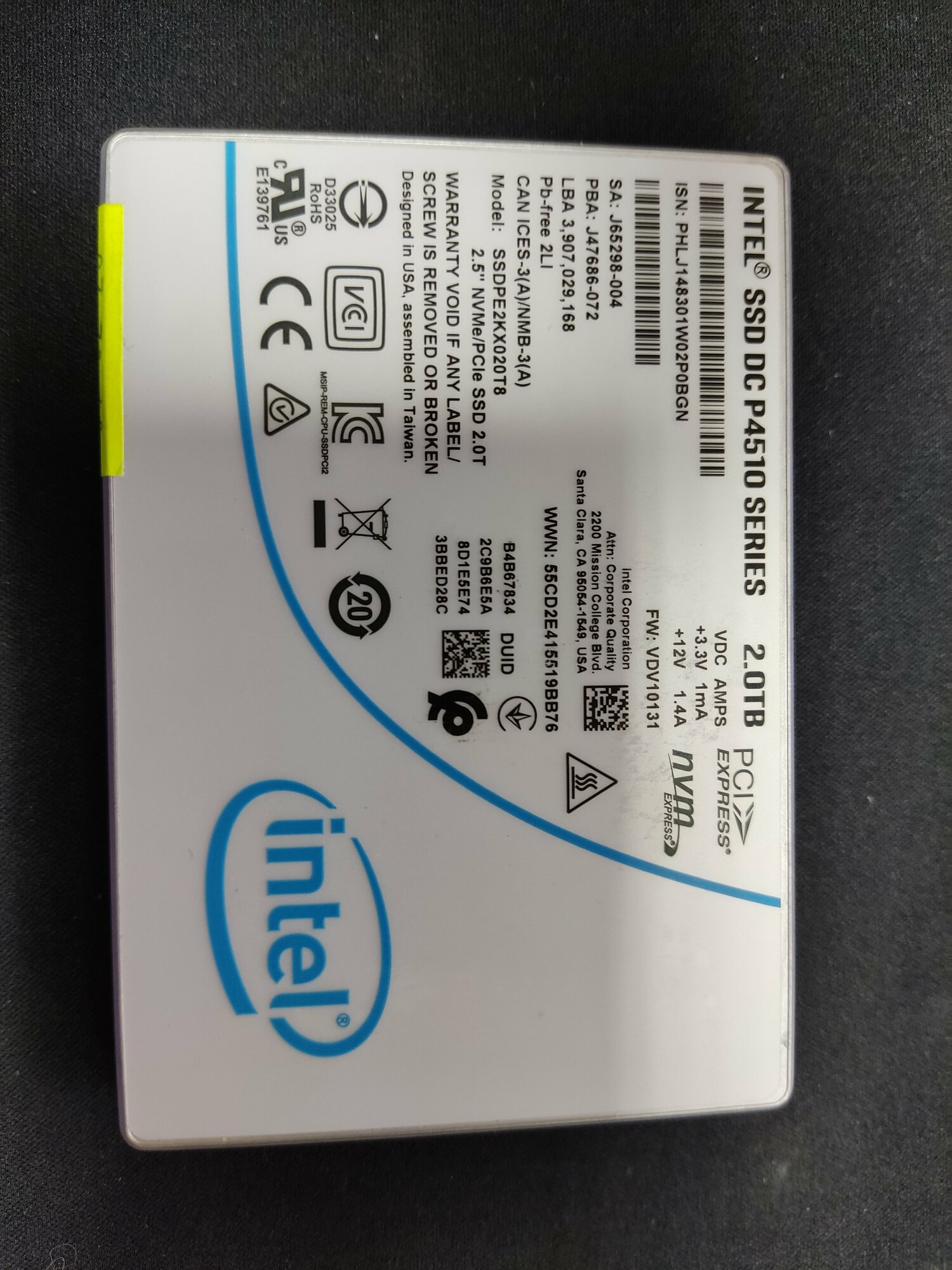 Внутренний SSD накопитель Intel DC P4510 2Tb