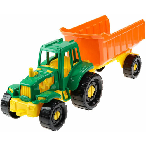 фото Пластиковая модель трактор "иван" с прицепом фермерский и-2389 для детей, игрушка для песочницы и дома рыжий кот