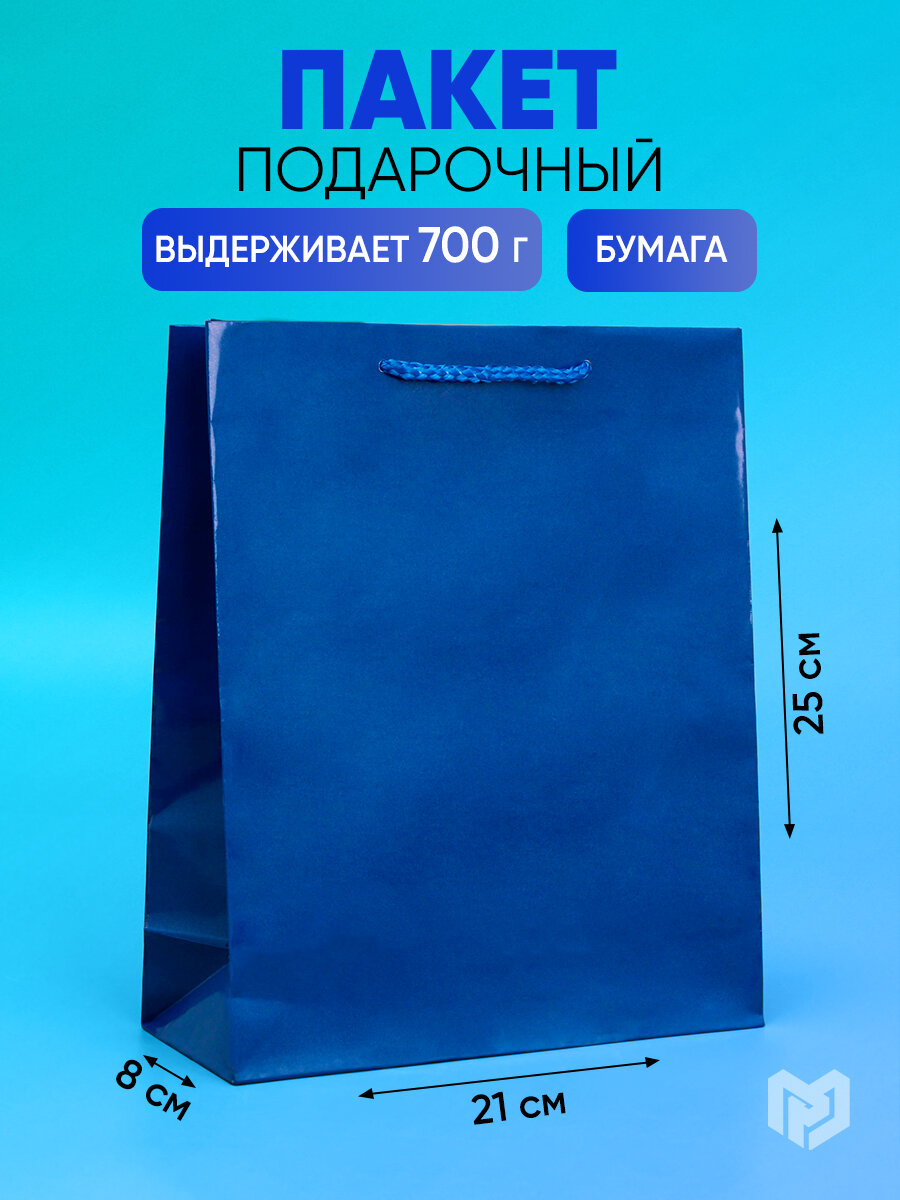Пакет подарочный «Синий», 21 х 25 х 8 см