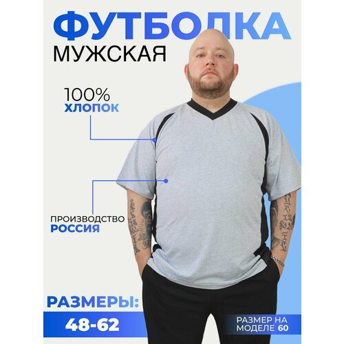 Футболка, размер 50, черный, серый