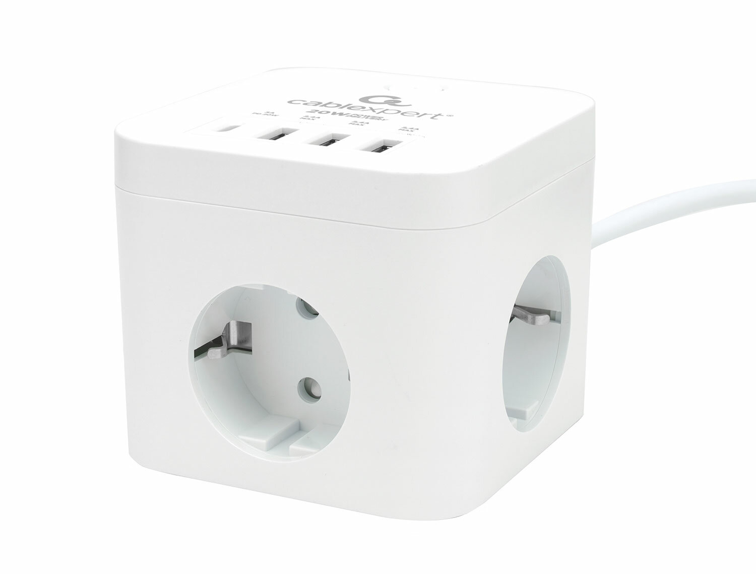 Сетевой фильтр Gembird Cablexpert Cube 3 Sockets 1xType-C PD 3xUSB 1.5m White CUBE-3-CU3-W-1.5