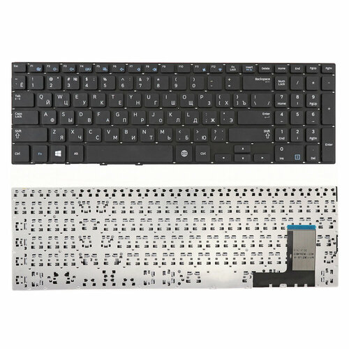 Клавиатура для ноутбука Samsung NP370R5E, NP450R5E, NP470R5, NP510R5E черная без рамки плоский Enter клавиатура для ноутбука samsung np510r5e