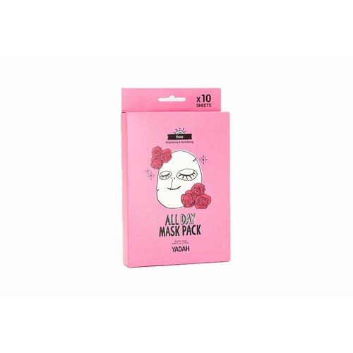 YADAH Маски на тканевой основе с розовой водой All Day Mask Pack-Rose маски на тканевой основе с розовой водой yadah all day mask pack rose 10 шт