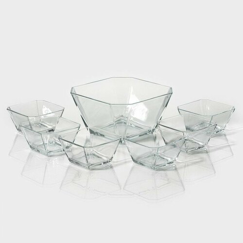 Набор стеклянных салатников Lav Карен 7 предметов салатники 300 мл d106 см 6 шт салатник 19 л d196 см 1 шт 2374₽