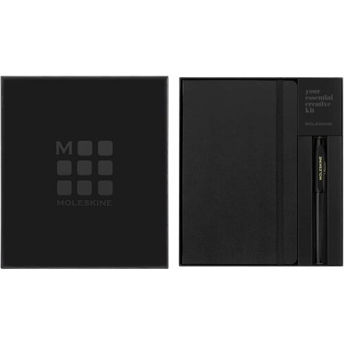 Блокнот в линейку Moleskine с ручкой-роллер А5 твердая обложка в подарочной коробке 4880₽
