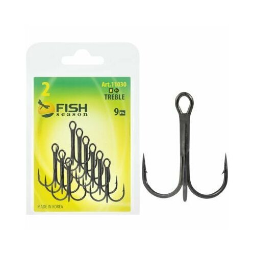 Крючки тройные Fish Season TREBLE 11030-F # 04, с круглым поддёвом, BN (10шт) fish king 11cm 25g brass material long cast spinner bait fish metal lures with treble hook fishing lure