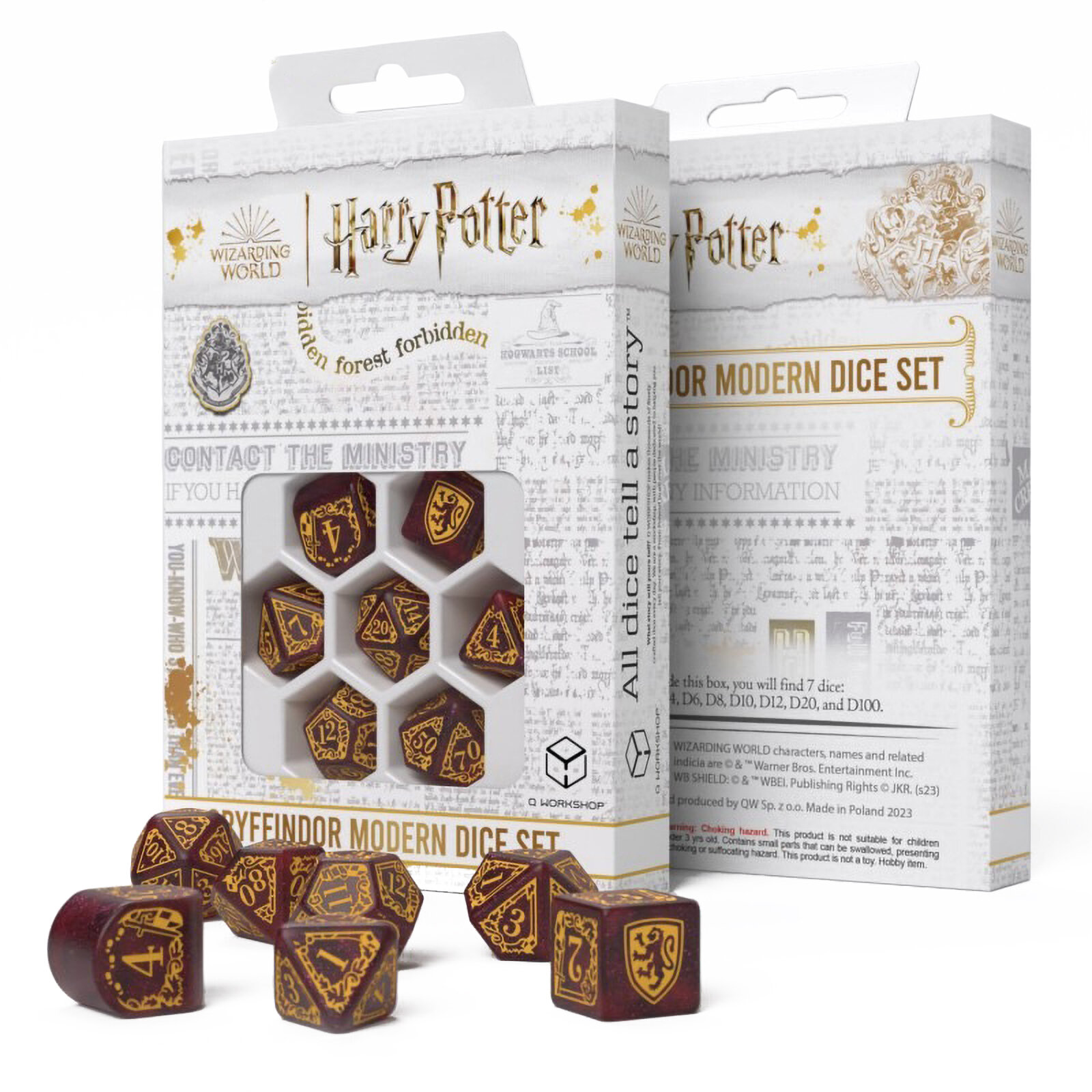 Набор кубиков для настольных ролевых игр Q-Workshop Harry Potter - Gryffindor Modern Dice Set Red