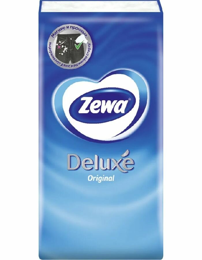 Картинки Платочки бумажные носовые Zewa Deluxe Original 3-х слойные, 10 шт в упаковке, 2 уп