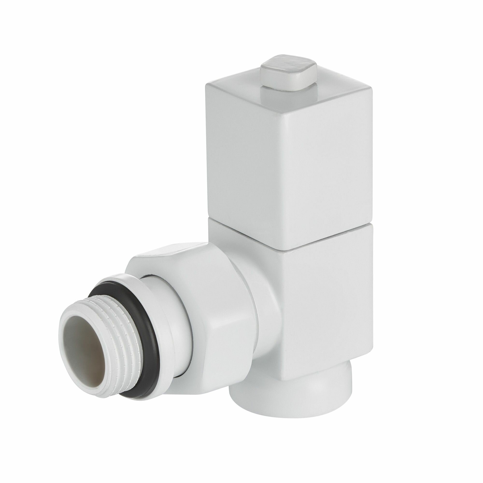 Набор дизайн-вентилей Royal Thermo CUBE, угловой (белый) 1/2" — фото 1
