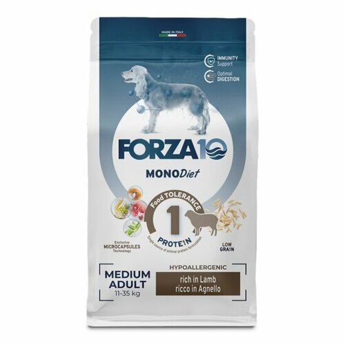 Корм сухой FORZA10 MonoDiet Adult Medium Angello для взрослых собак средних пород с ягненком, 12 кг
