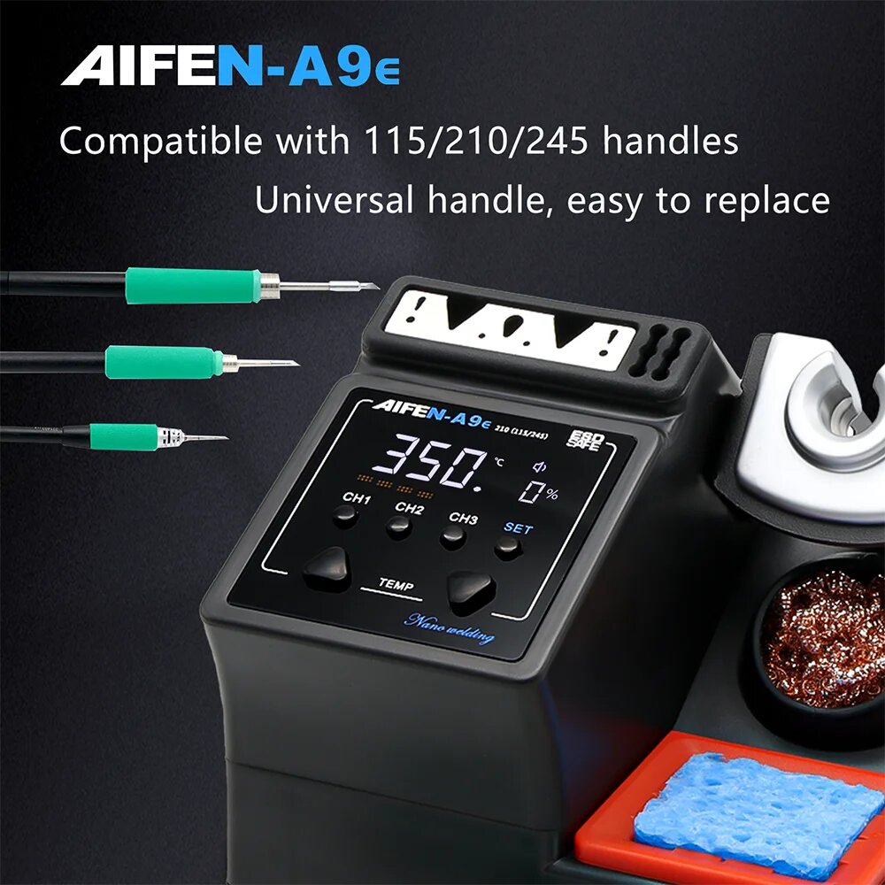 Паяльная станция AIFEN A9E с жалами 210/245/115, A9E-3handle-9tips, 220V — фото 1