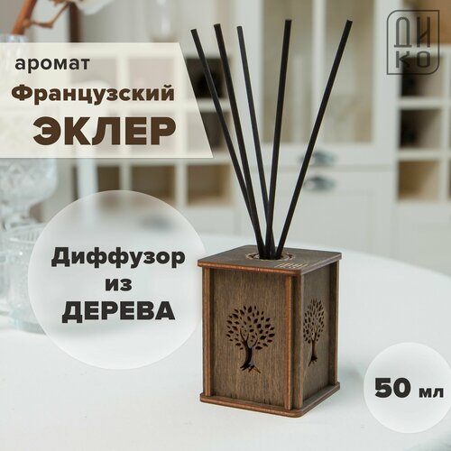 фото Диффузор для дома с палочками - аромат выпечки, французский эклер / дерево жизни коричневого цвета diko