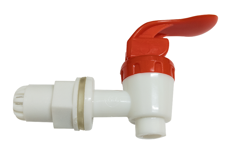 Кран (пластик) для врезки в емкости с двумя силиконовыми прокладками и крупноячеистым фильтром диаметр резьбы 12 мм