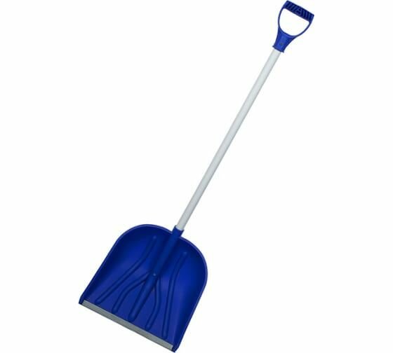 Лопата снегоуб, пластм, с накл, алюм. черенок, с V-образной рук, Купец, 410х460мм