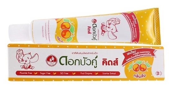 Twin Lotus Зубная паста Dok Bua Ku Kids Herbal, детская, с апельсином, 35 г