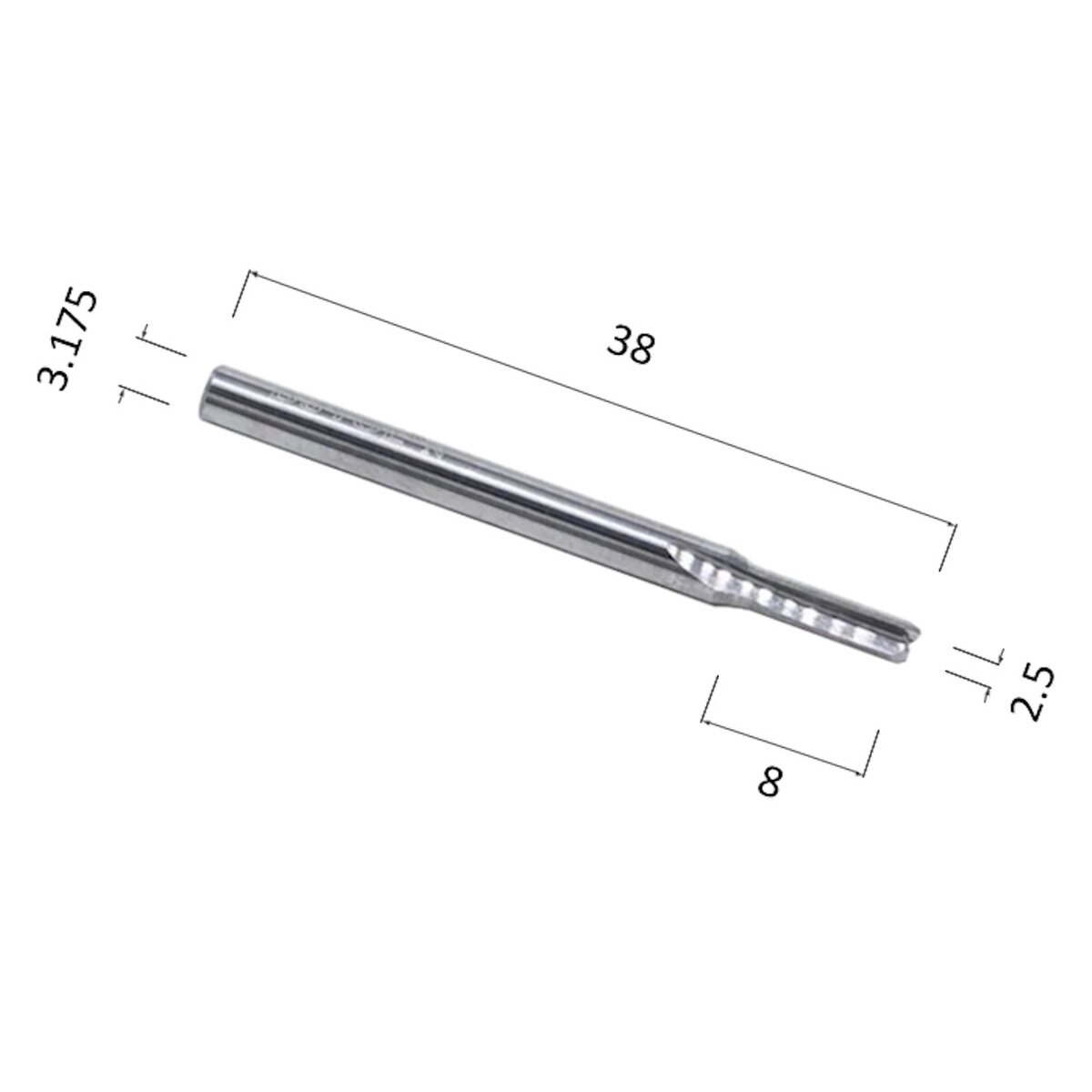 Фреза DJTOL N2ZX3.2.508 прямая двухзаходная (по дереву, композиту (АКП), пластику)