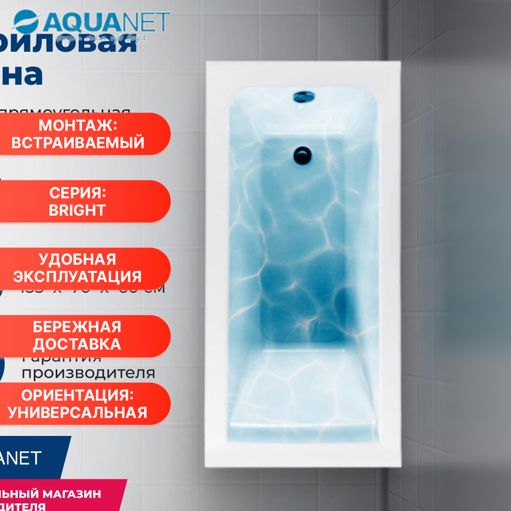Акриловая ванна Aquanet Family 180х80 3806-N-MW матовая - фото №16