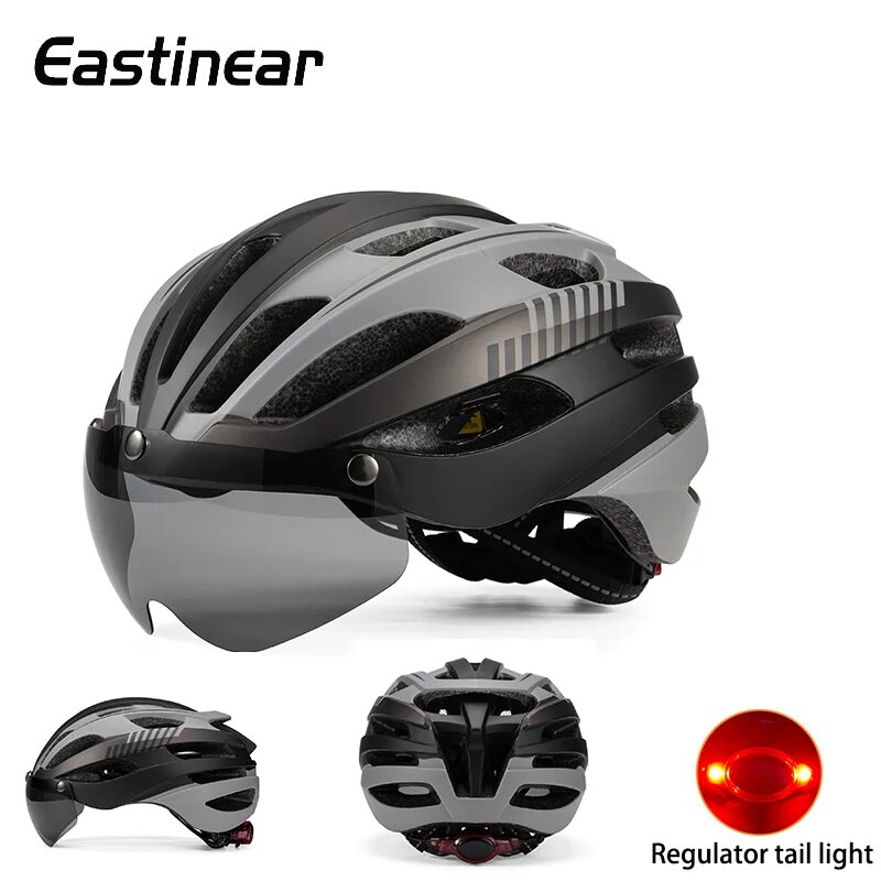 Eastinear мужской велосипедный шлем черный, Black gray titanium, 57-62cm