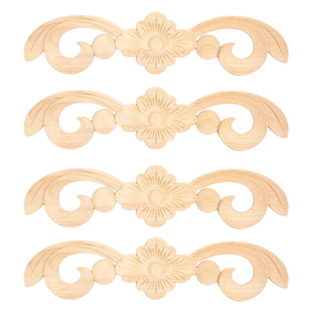 4 шт. 25x6 см цветок дерево резная аппликация Декор домашняя мебель украшения аксессуары