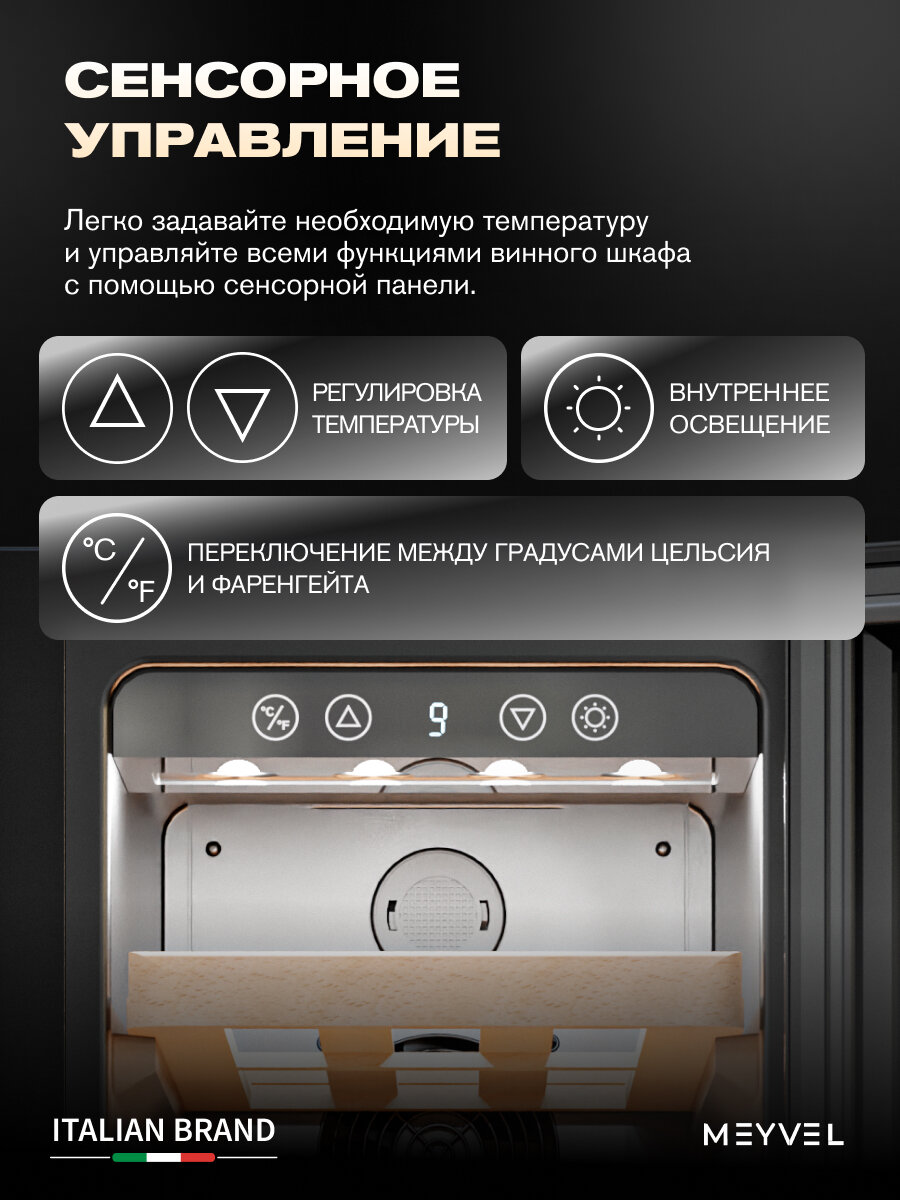 Винные Шкафы Xiaomi Винный шкаф Meyvel MV19BIG-KBT1, винный холодильник на 19 бутылок/ холодильник для вина встраиваемый, отдельностоящий