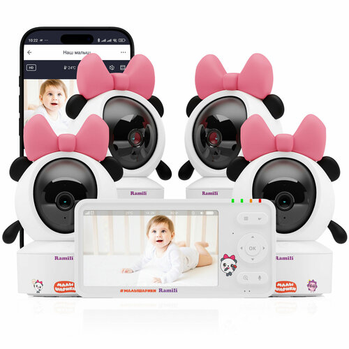 фото Видеоняня ramili baby rv700x4panda пандочка, малышарики, с креплением