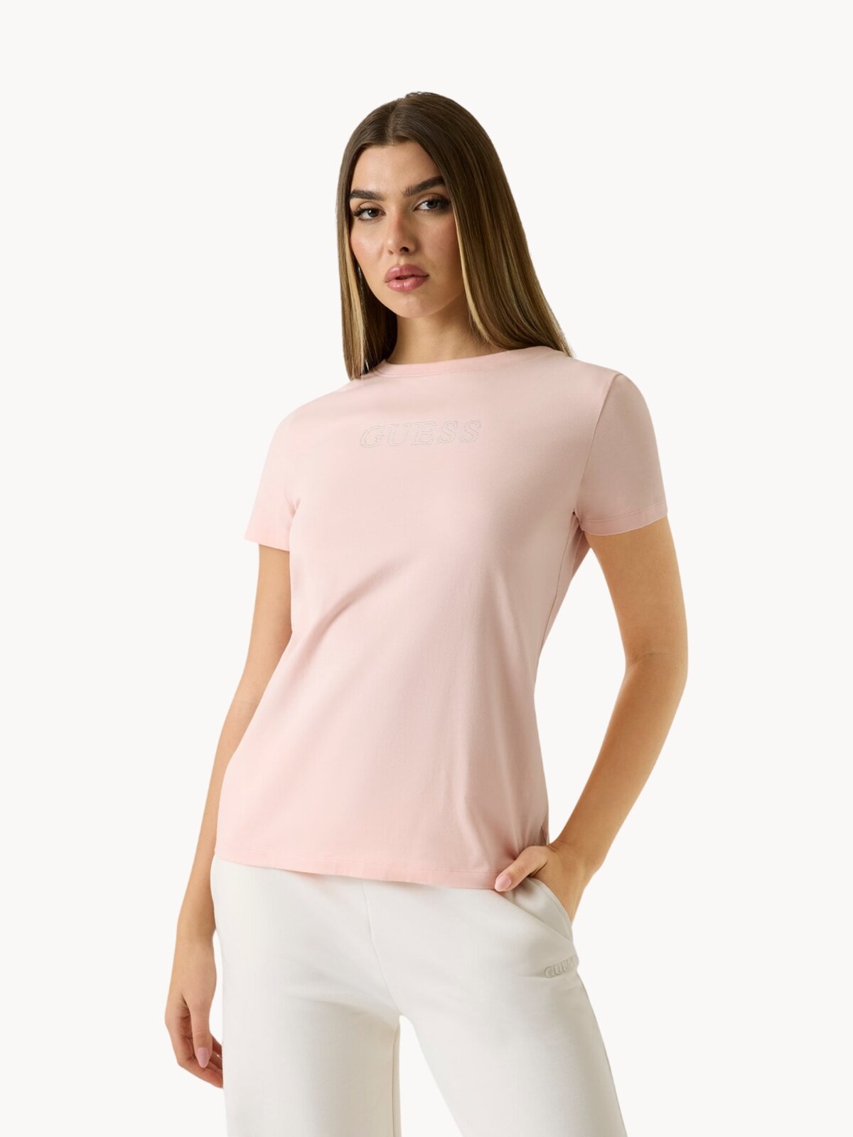 Футболка GUESS BRIANA SS T-SHIRT, размер M, розовый