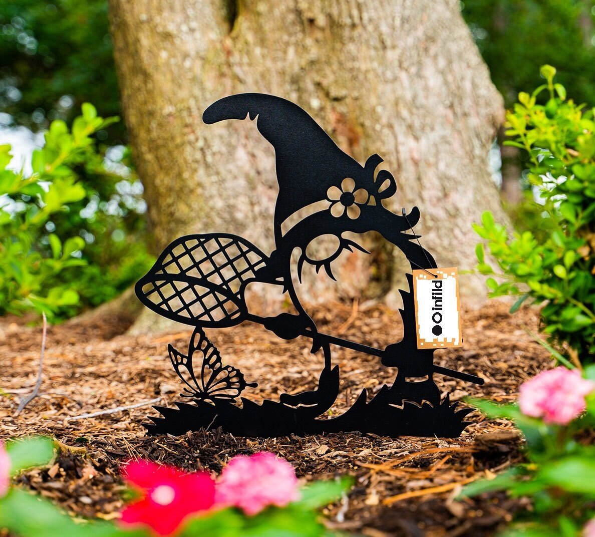 Фигура садовая "Гном садовый с сачком", цвет чёрный, INFILD - фотография № 1