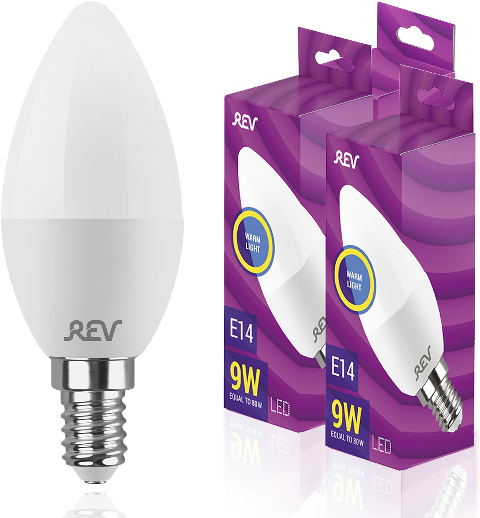 Упаковка светодиодных ламп 3 шт REV 32410 2, 2700К, Е14, C37, 9Вт