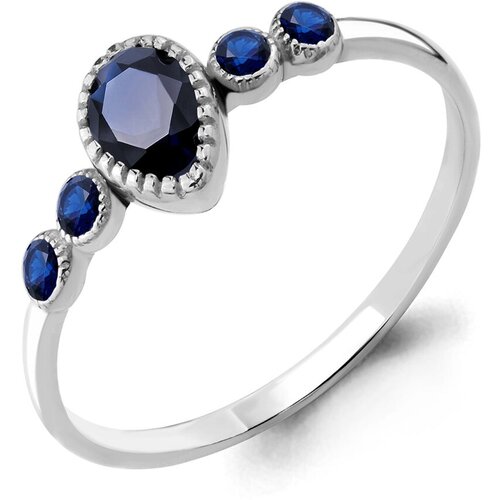 фото Серебряное кольцо aquamarine а68109б с гидротермальным сапфиром, размер 16 diamant-online