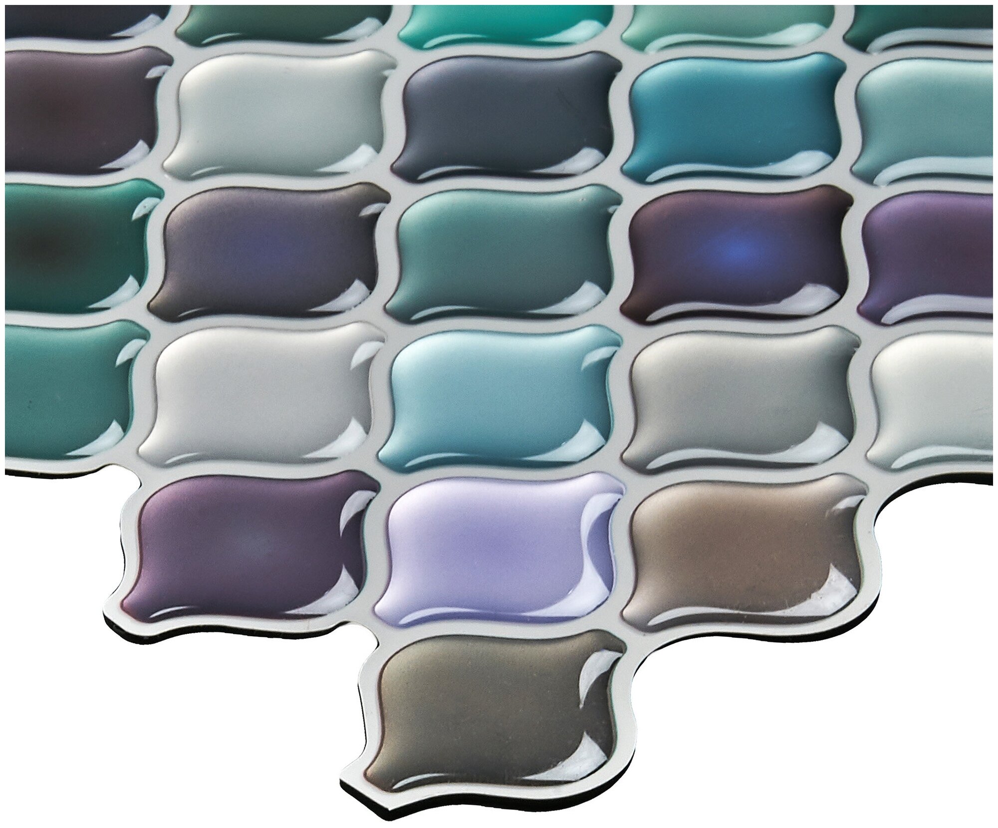 Комплект стеновых ПВХ панелей из полимерной смолы под плитку, 10 шт, Синяя мозаика - фотография № 3