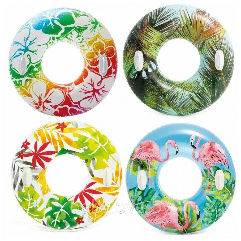 Круг надувной INTEX Lush Tropical Tubes (Тропики) с держателями, от 9 лет, 97см, 1 шт