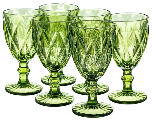 Набор бокалов из цветного стекла, 6 шт. 240 мл, цвет зелёный