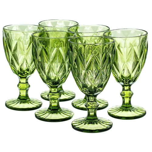 Набор бокалов из цветного стекла, 6 шт. 330 мл., цвет зелёный