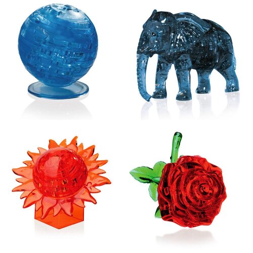 Подарки новогодний Сборная модель комплект подарочный 4 штуки Идея подарка классу 8 марта Глобус, Слон, Шар Солнце, Роза