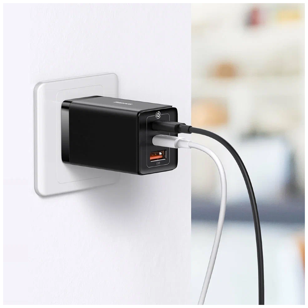 Зарядное устройство сетевое Baseus GaN5 Pro Fast Charger 2 usb-c 1 usb 65W, кабель Type-С Type-С 100W 1 метр - фото №3