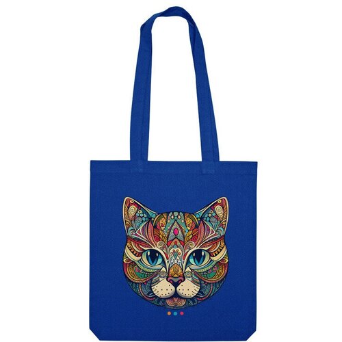 Сумка шоппер Us Basic, синий мужская футболка цветная кошка с узорами мандала 2xl синий