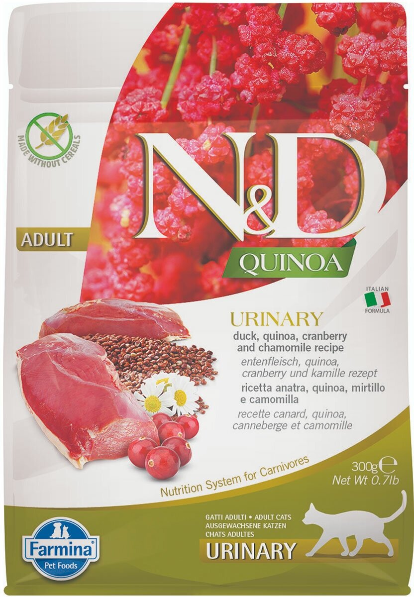 FARMINA CAT N&D GRAIN FREE QUINOA URINARY DUCK беззерновой для взрослых кошек при мочекаменной болезни с уткой и киноа (0,3 кг)