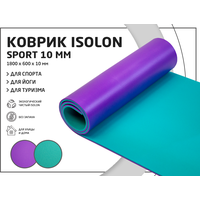 Коврик спортивный для фитнеса и йоги Isolon Sport 10 мм, 180х60 см бирюзовый/фиолетовый